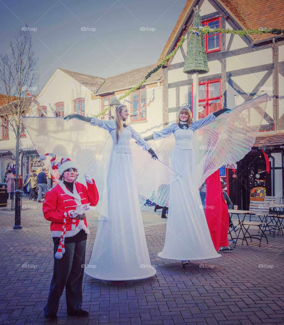 Christmas. Christmas angels on stilts!!!