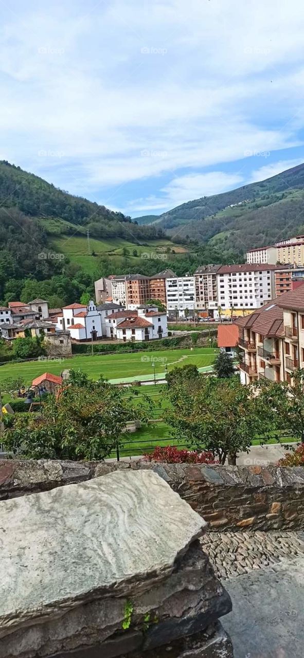 Cangas del Narcea on green background