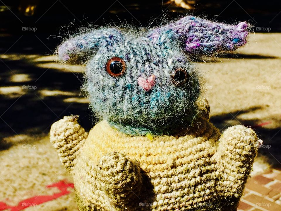 Colorful yarn bunny