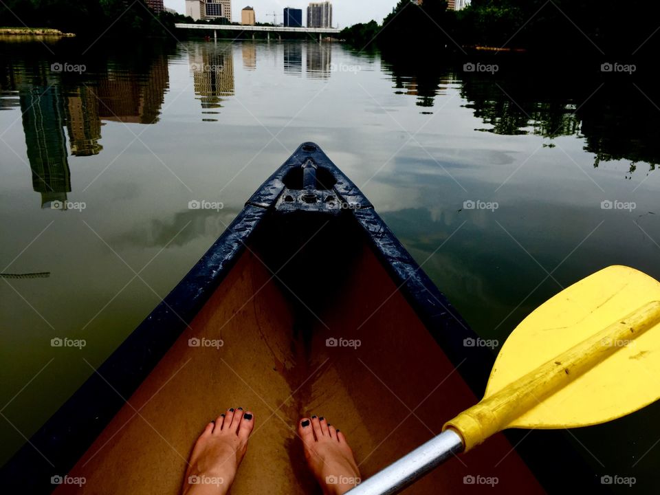 Kayak serenity. Kayaking in the ladybird lake in Austin, TX
