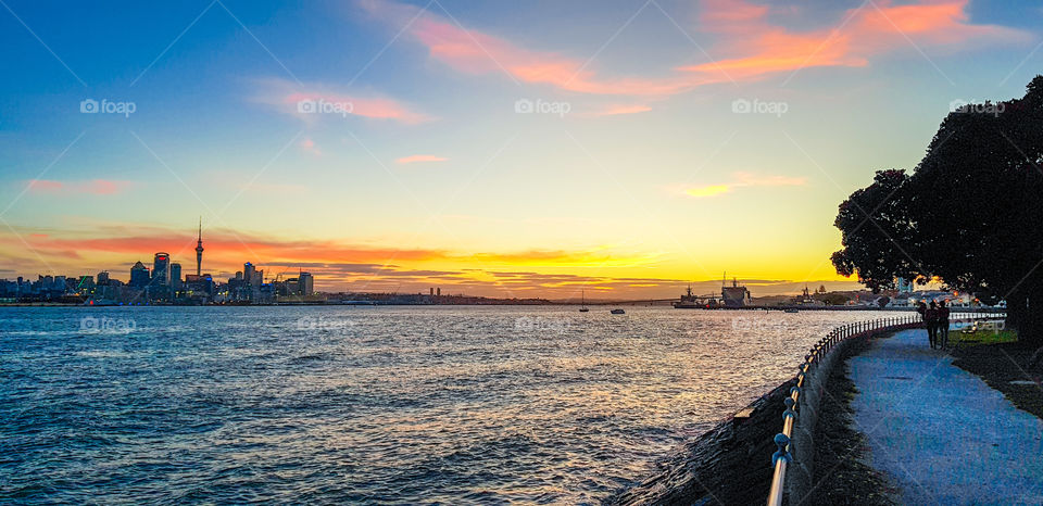 devonport ferry in sunset