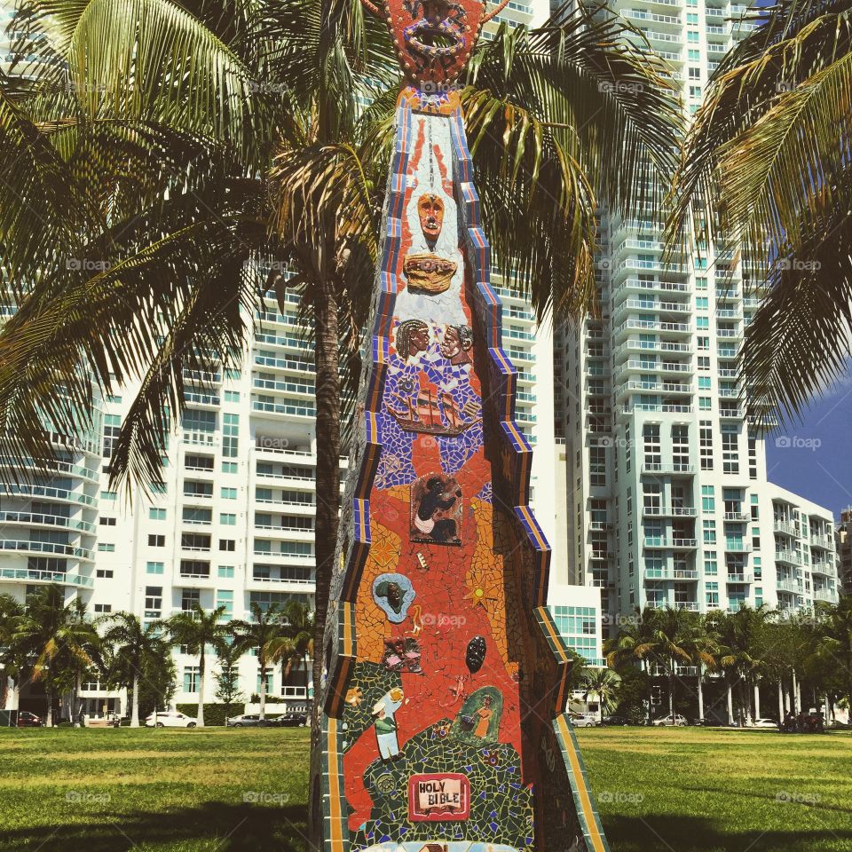 Art Chair. This is an artwork on the bay in downtown Miami. You can seat in this piece of art and look at the beautiful sea
