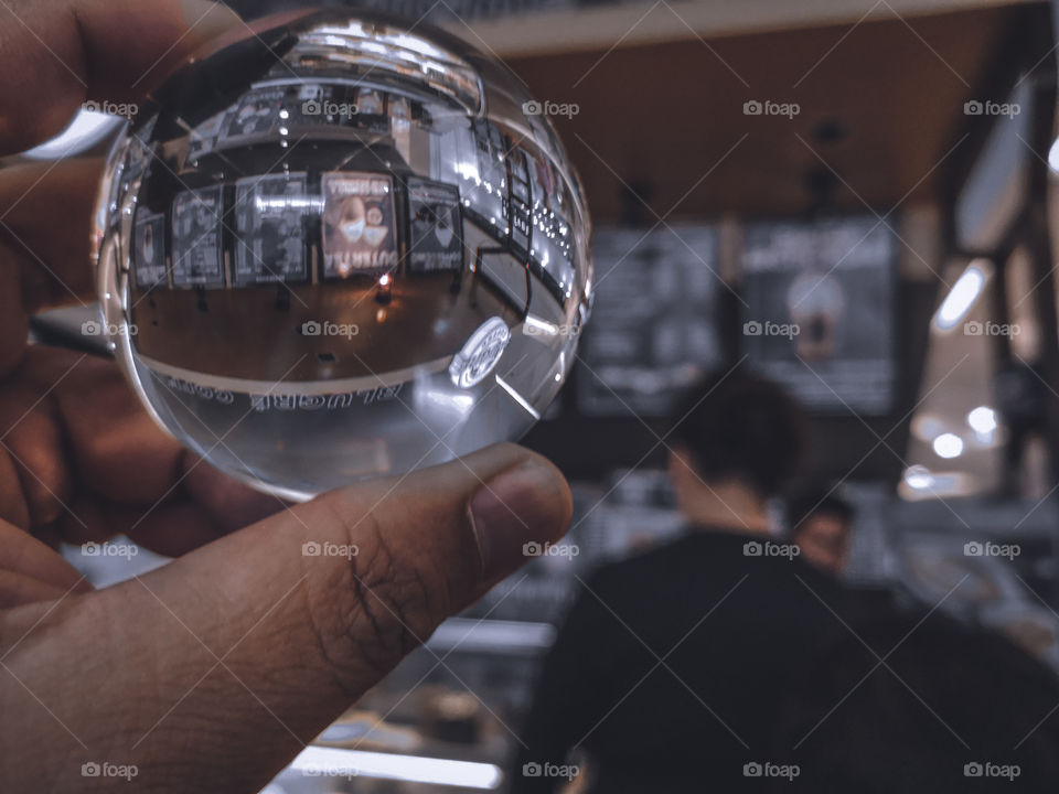 Lens ball in a coffee shop