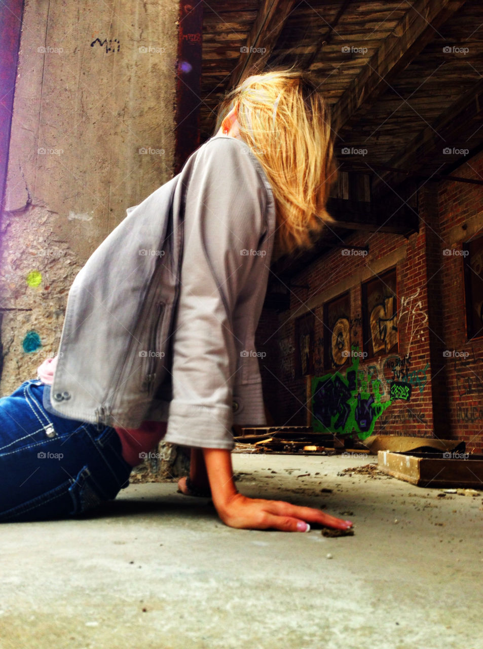 graffiti blonde female loading dock by johngeer
