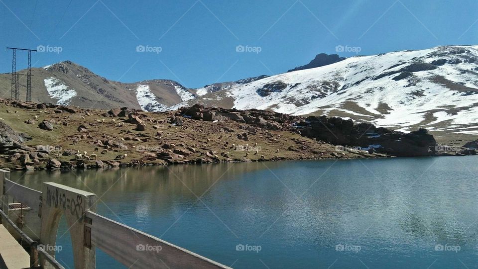 Beautiful view to river at oukaimeden mountain ib Morocco.