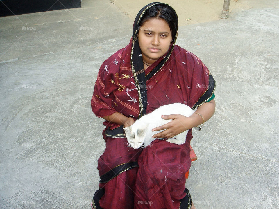 woman cat india asian by uzzidaman