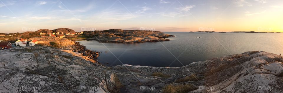 Coast. View  over the sea from a rock in Bohuslän Sweden.