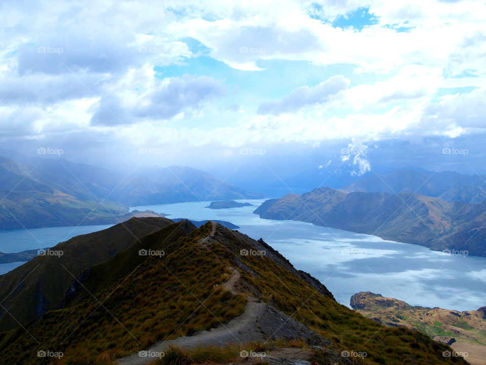 stormy clouds over the Roy's peak track in wanaka