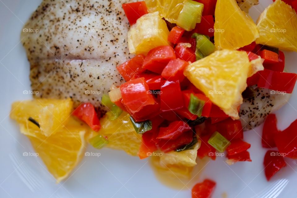 Tilapia With Fresh Fruit Salad