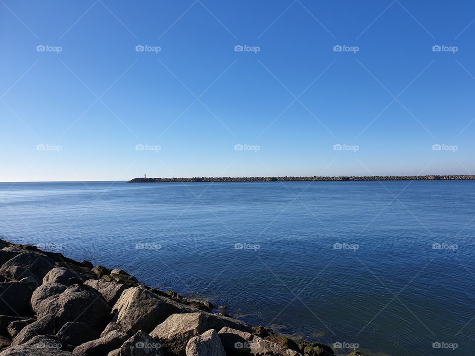 ocean, blue sky, river