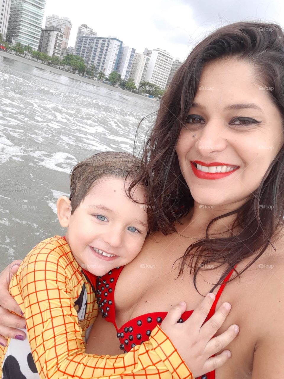 joy on the beach in Santos