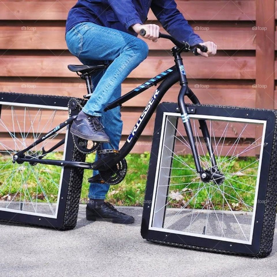 real bicycle with square wheels