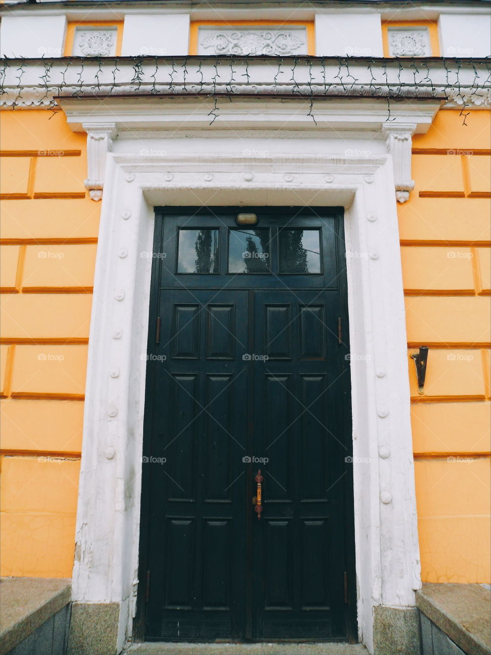 wooden doors in an old building in the city of Kiev