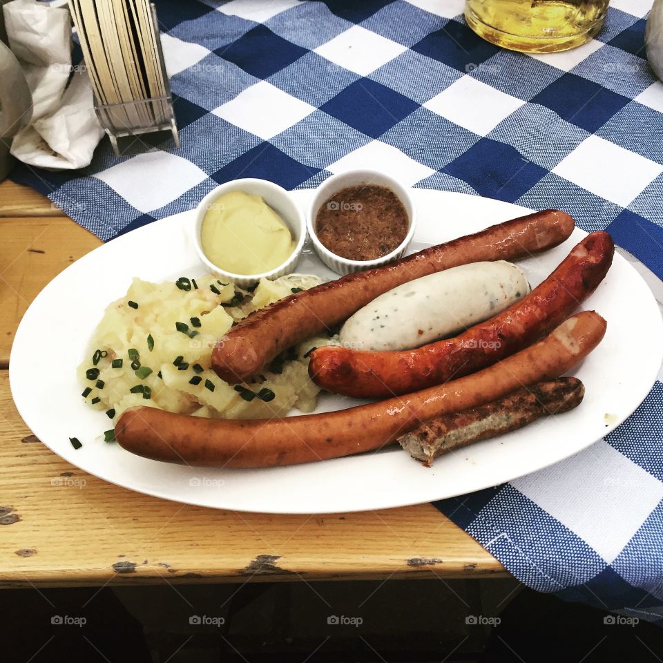 Traditional sausage dinner in Germany 