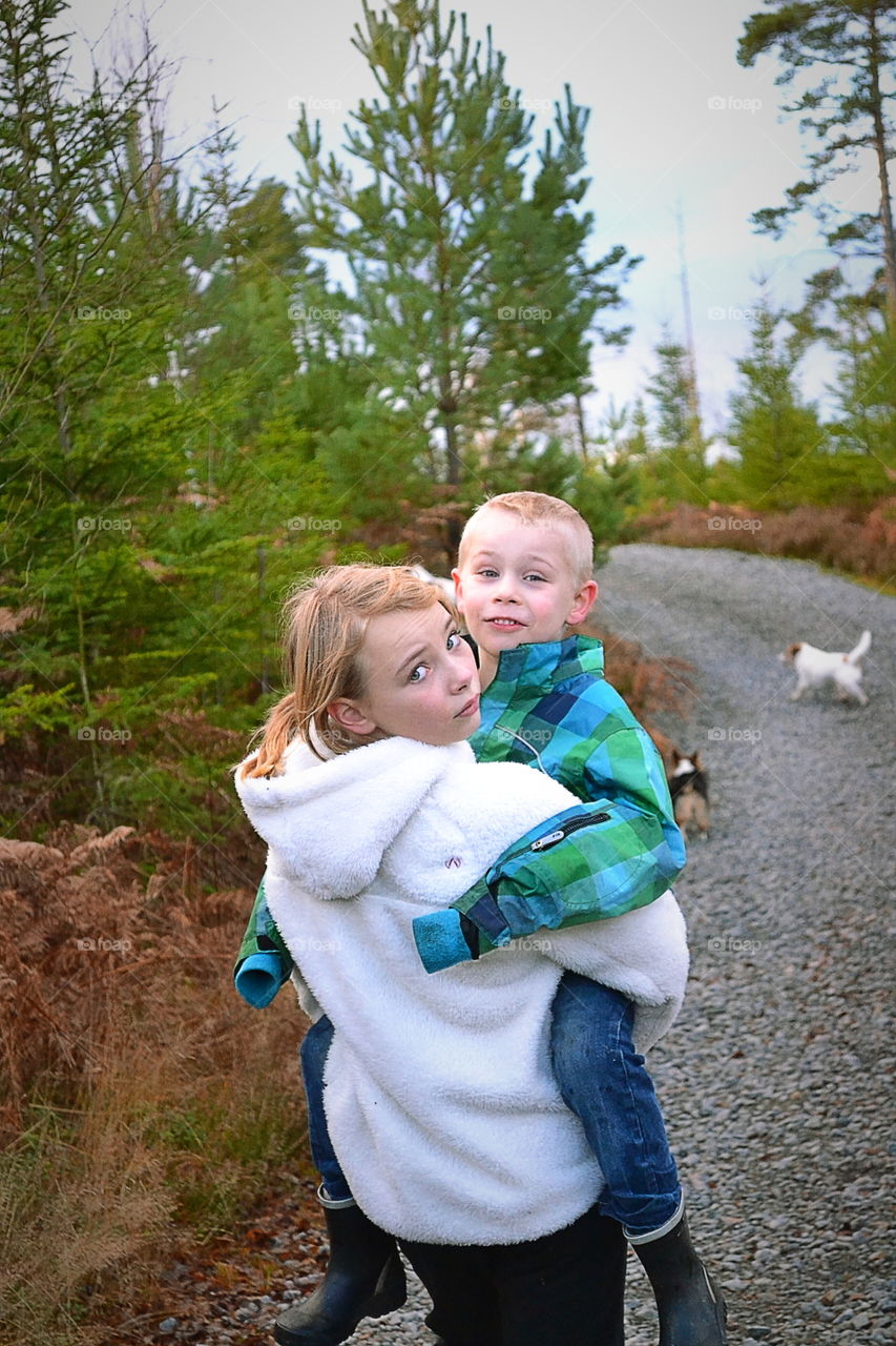 Brother and sister having fun