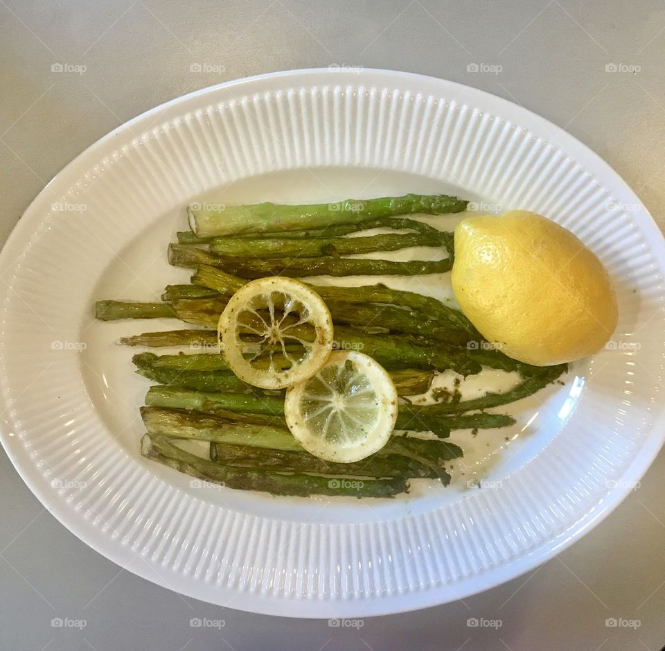 Healthy food - asparagus and lemon 