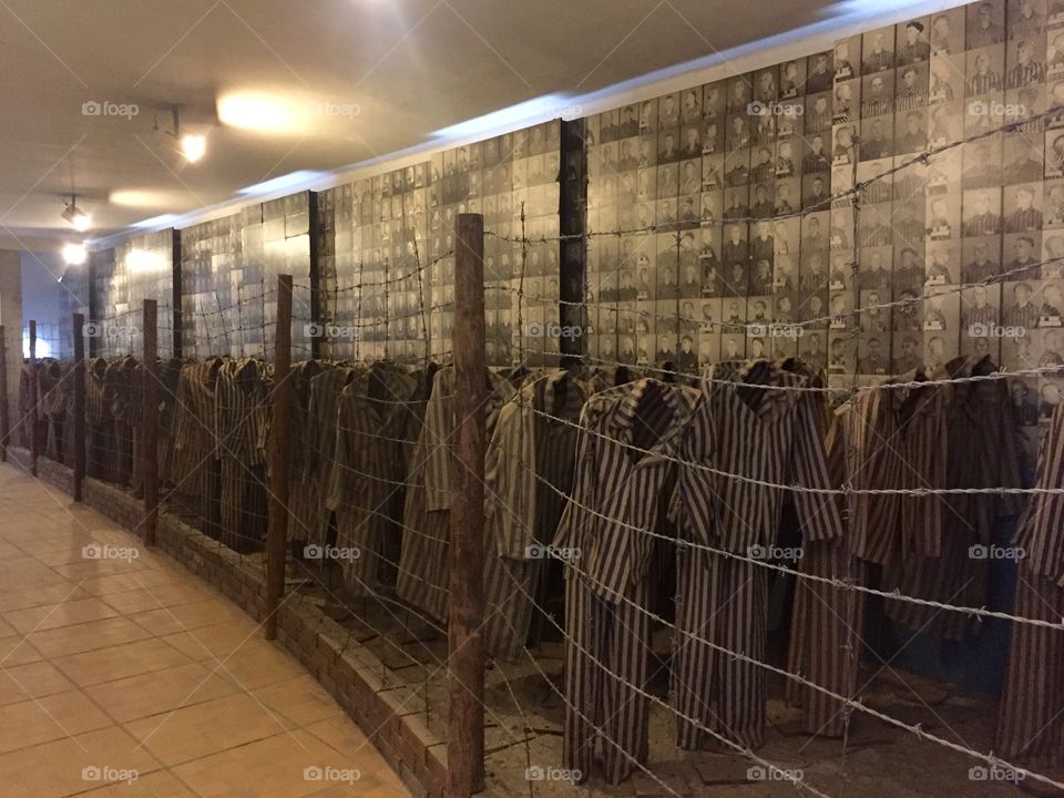 Prisoner's clothes exhibition in Oswiecim concentration camp 