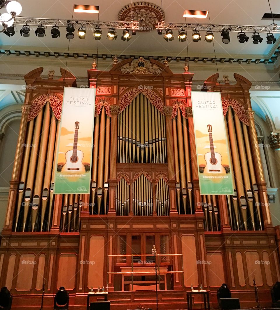 Huge pipe organ floor to ceiling town hall
Adelaide south Australia guitar festival venue 