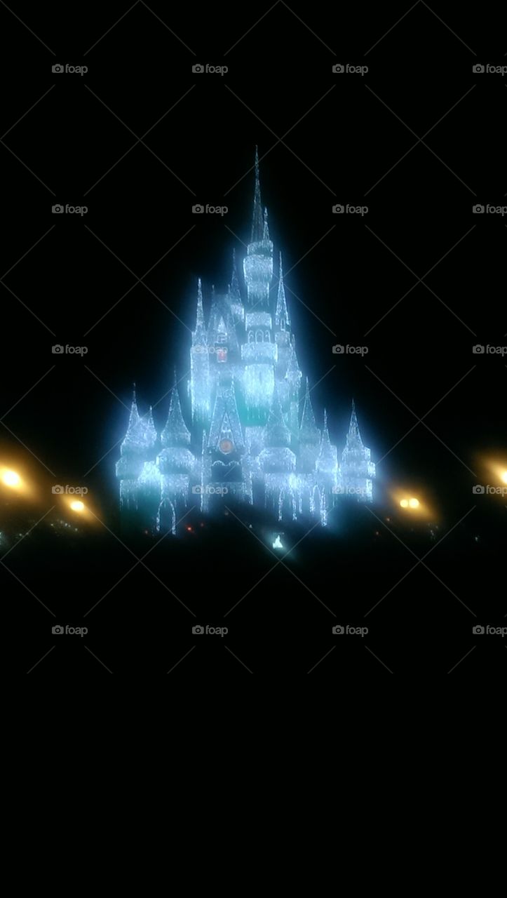 Cinderella's Frozen Castle. Christmas @ Disney World