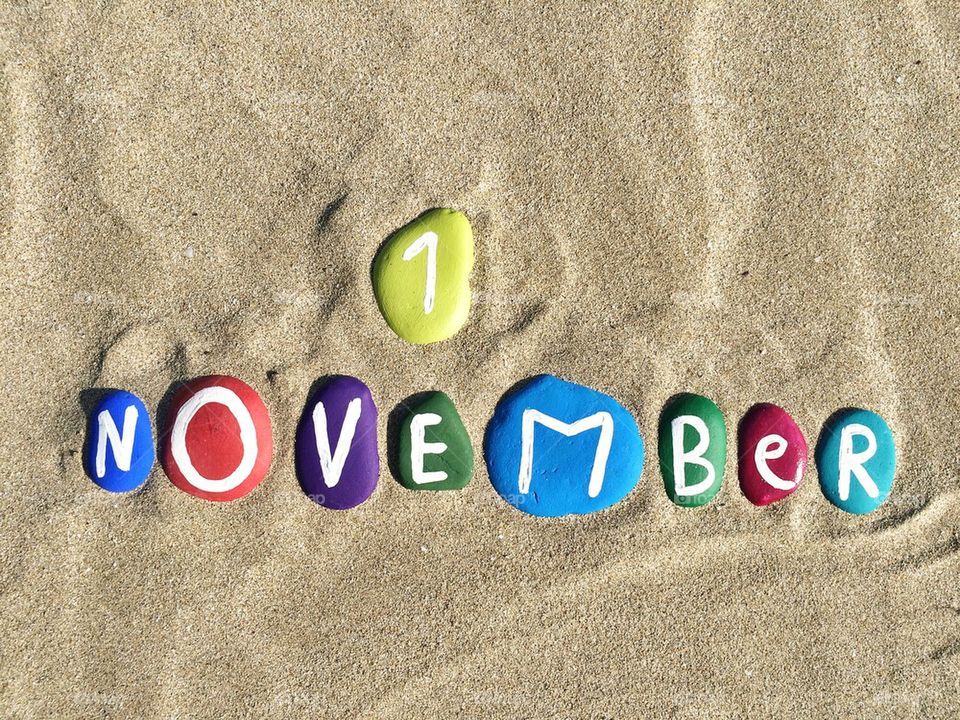 1 November,calendar day on colored stones