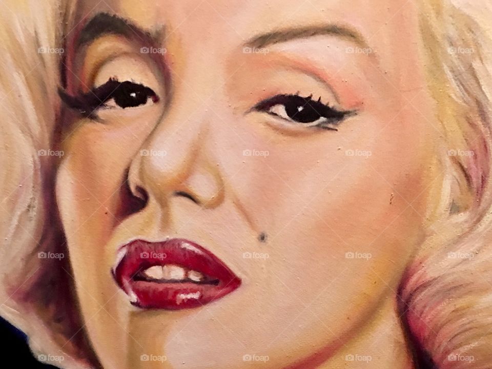 Closeup Marilyn Munro fresco, painting