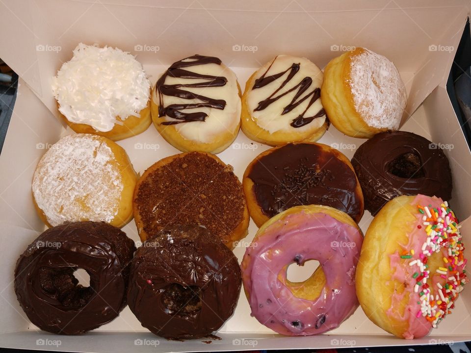 A dozen donuts from Delight Donuts in Aloha, OR.