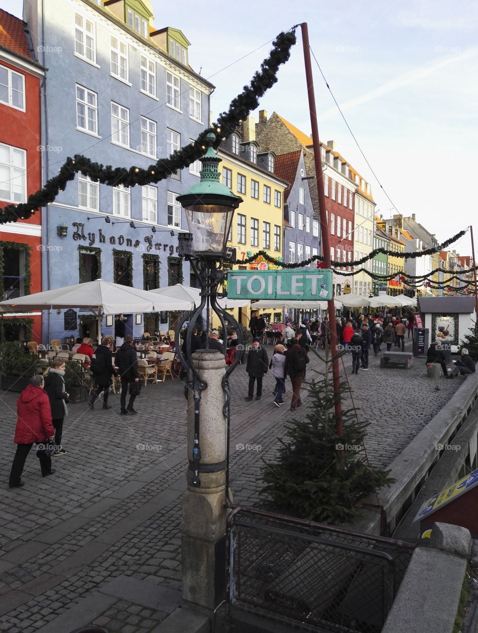 Nyhavn, Copenhagen is a perfect spot for you who want Christmas feeling and drink beer in the summer