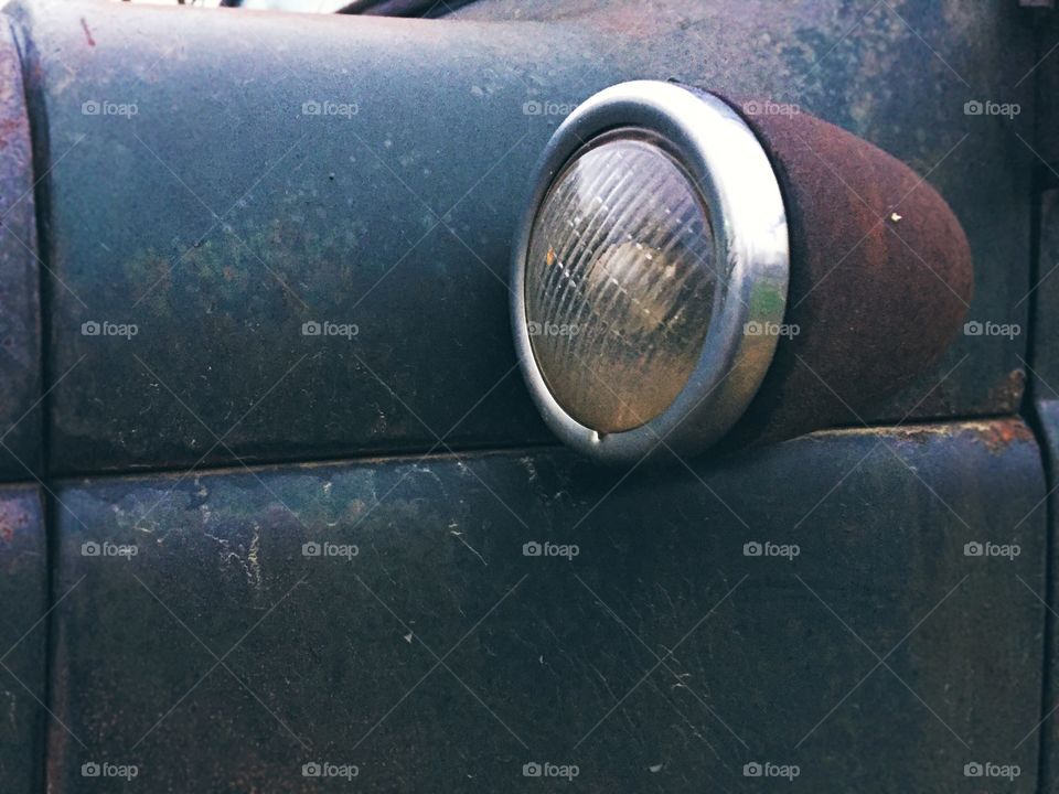 Headlight detail on a vintage truck 