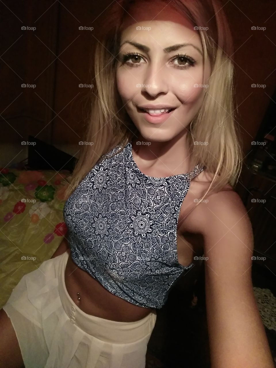 Pretty woman taking selfie