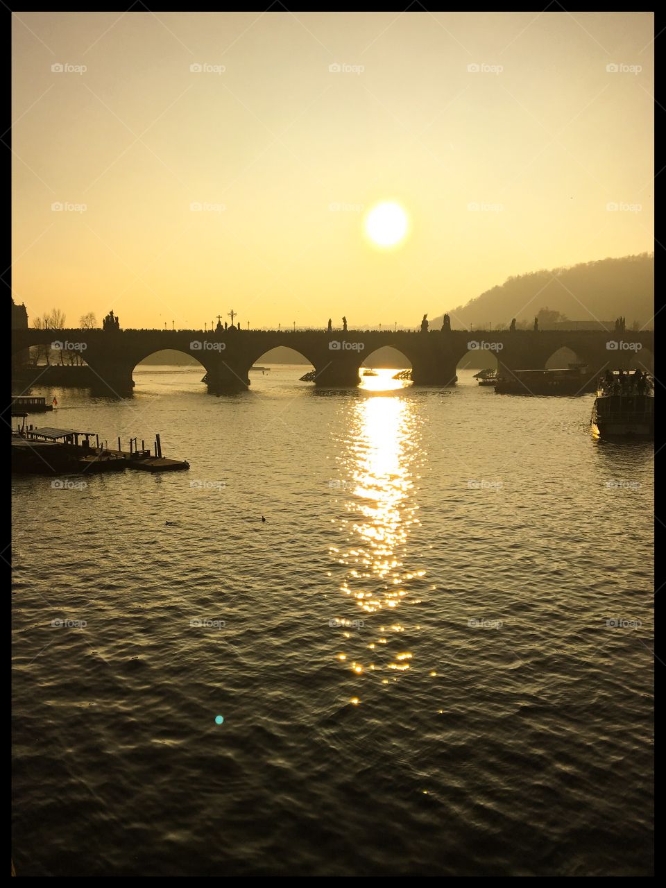 Prague charles Bridge  in the evening sun 