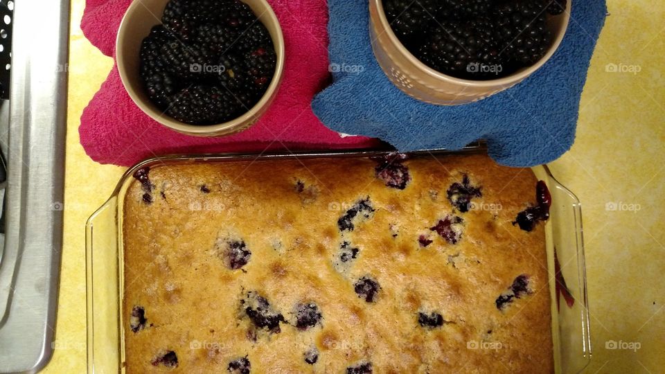 Blackberry cobbler made from fresh picked blackberries that I picked