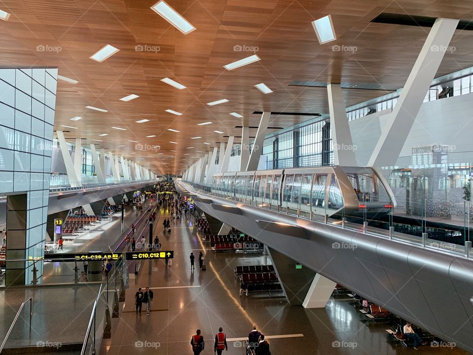 Doha Hamad International airport. Inter-terminal transport
