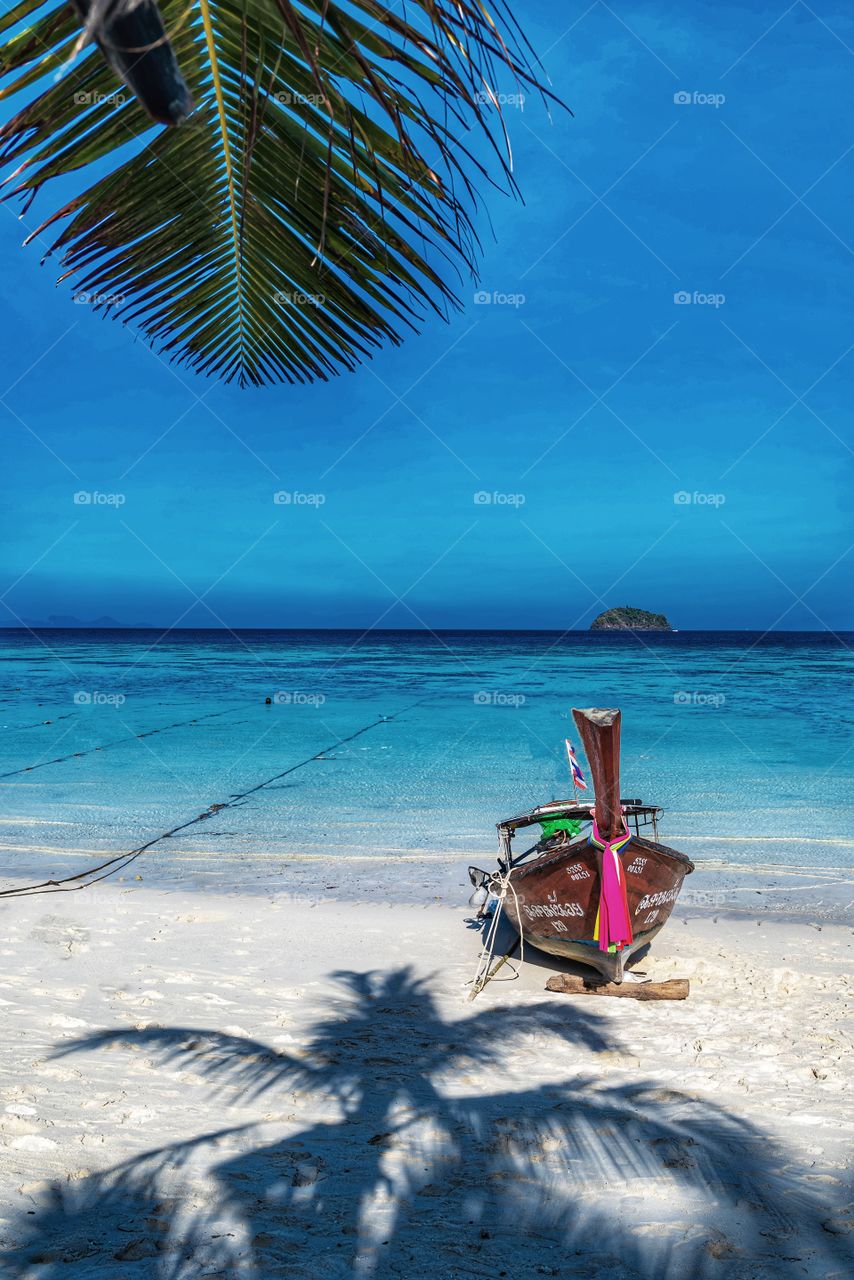 Beautiful scene of boat in sea scape at Koh LiPe Thailand