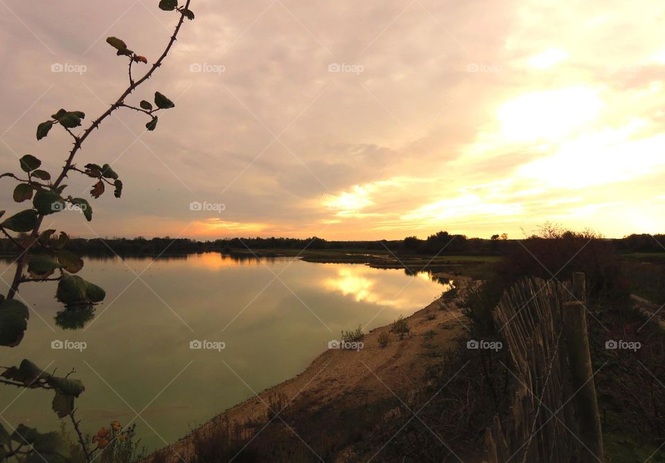 sunset on lake