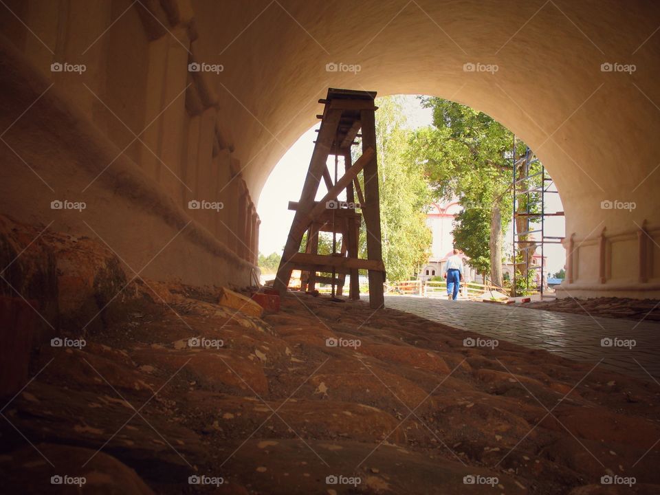 Tunnel with a ladder in Saint-Petersburg, Russia