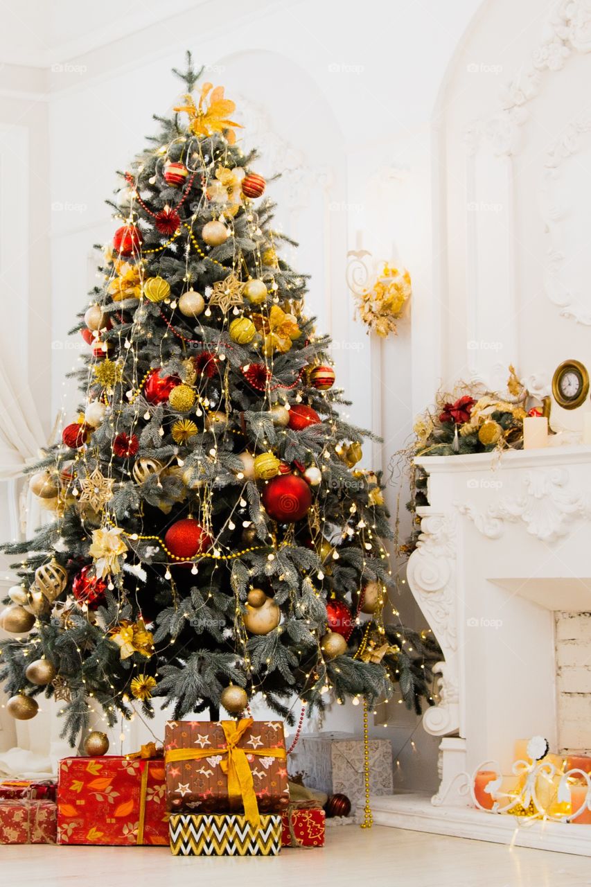 Christmas interiors and tree 