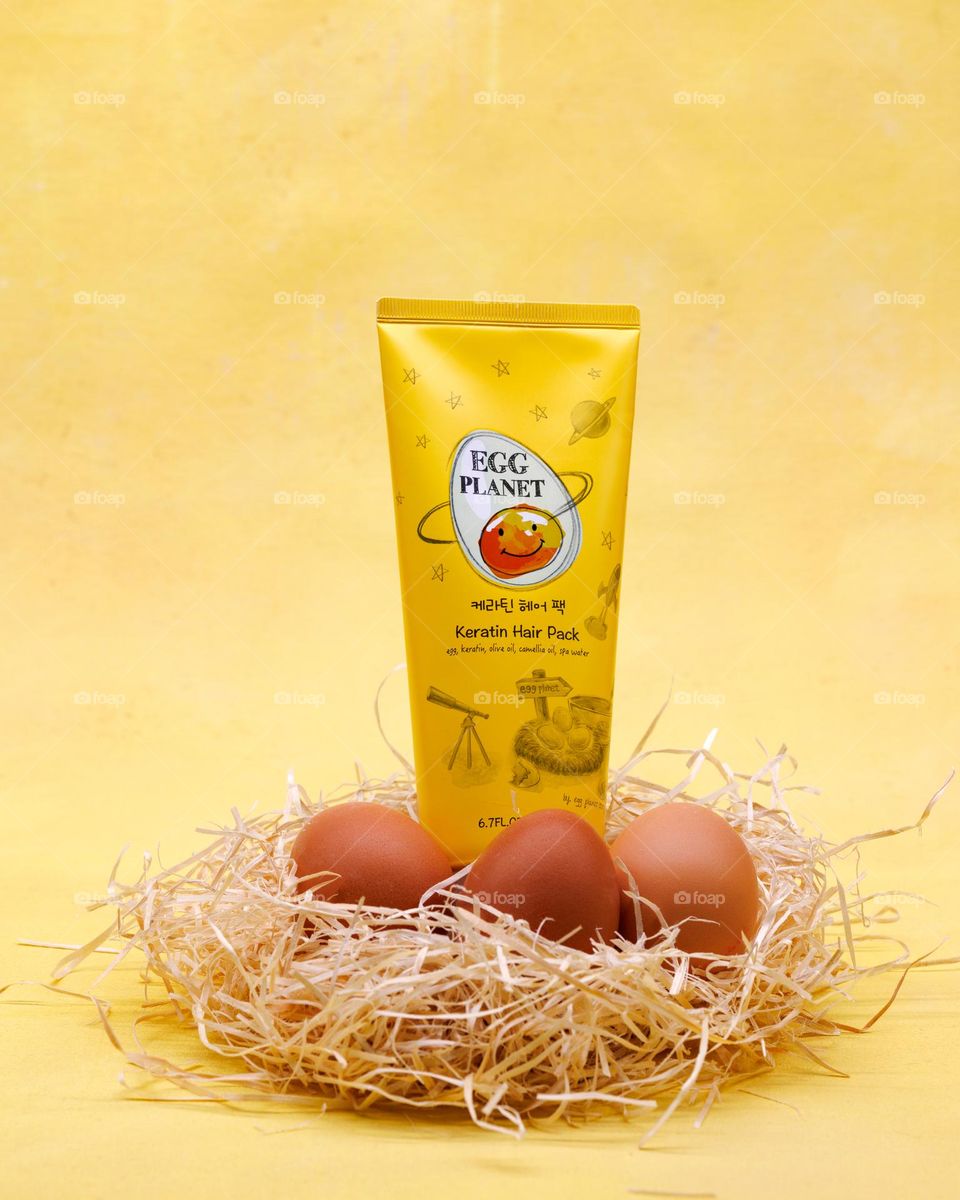 Keratin hair pack. Korean cosmetics brand. egg series