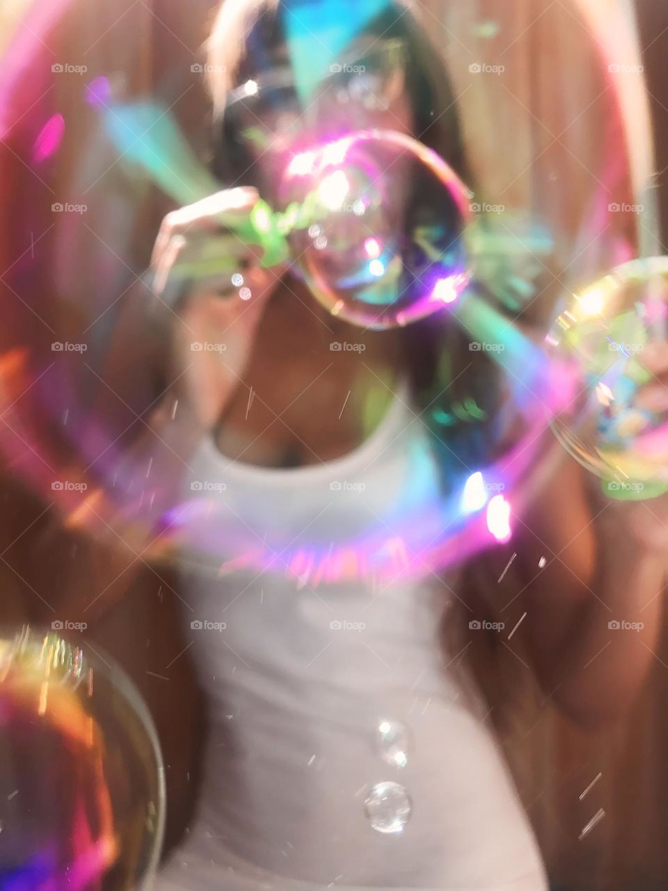 Blowing soap bubbles 