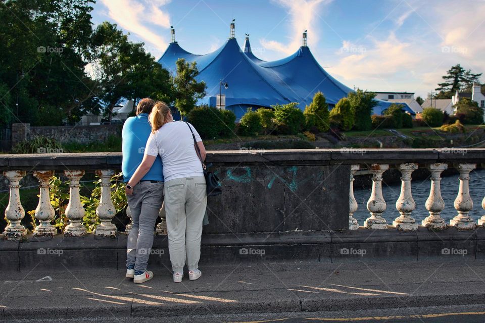 Romance on the bridge over Corrib river in Galway city, Ireland