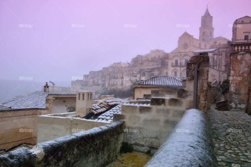 the historic and beautiful Italian city of Matera with its striking stones