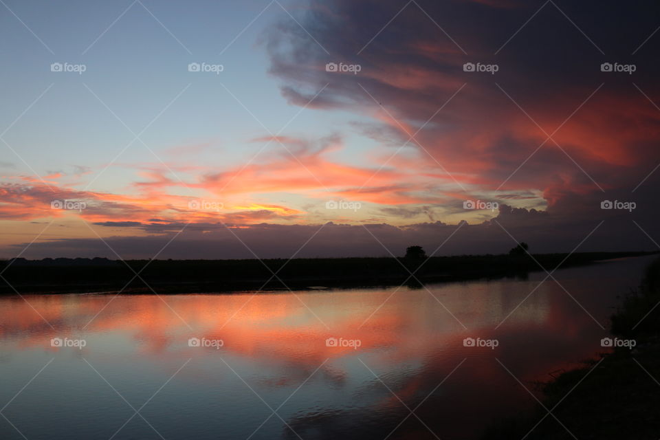 Sunset reflection in lake