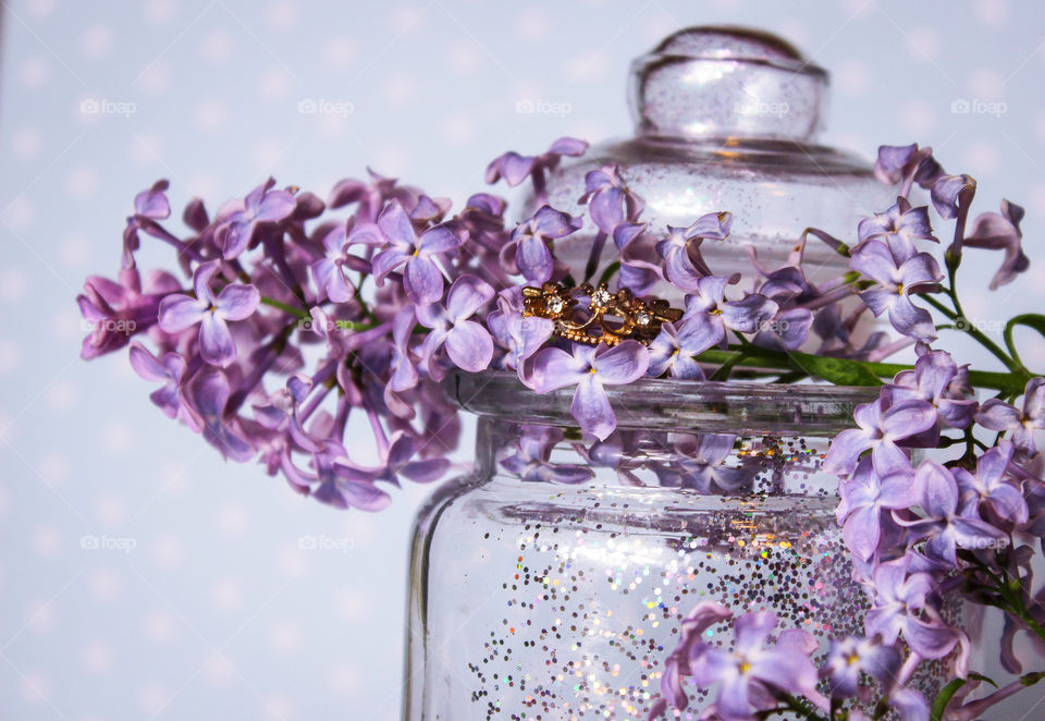 lilac flowers princess crown glitter