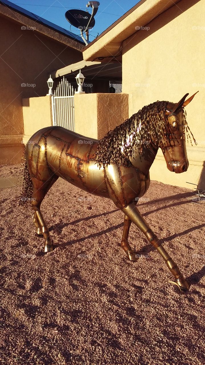 brass horse yard art