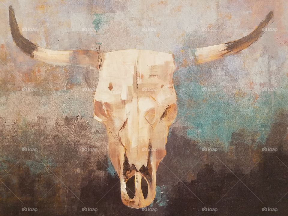 bull skull painting