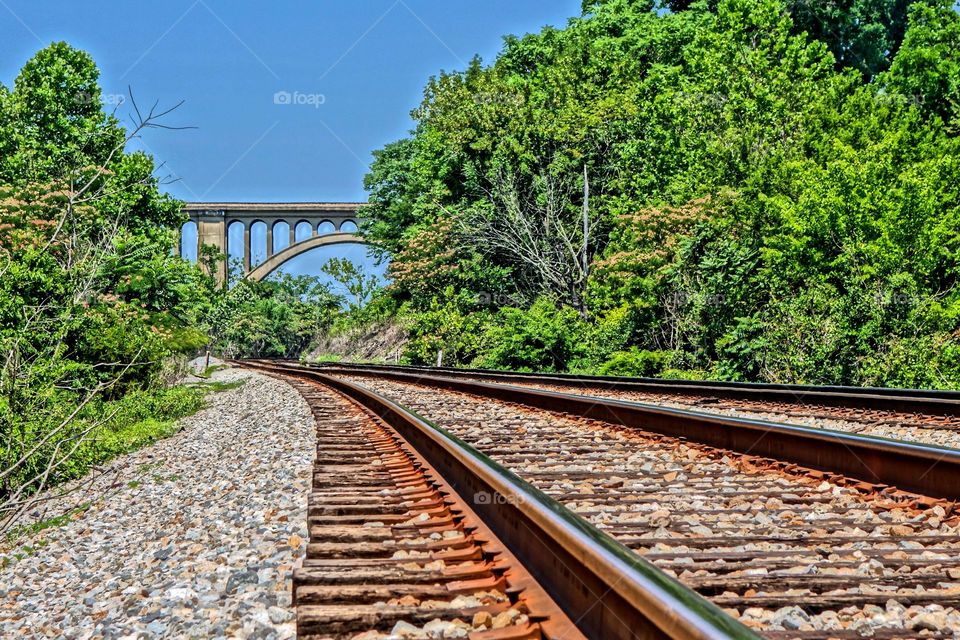 train tracks by the James. Hot day in RVA