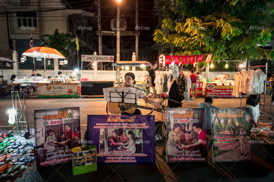 Street market in Thailand at night