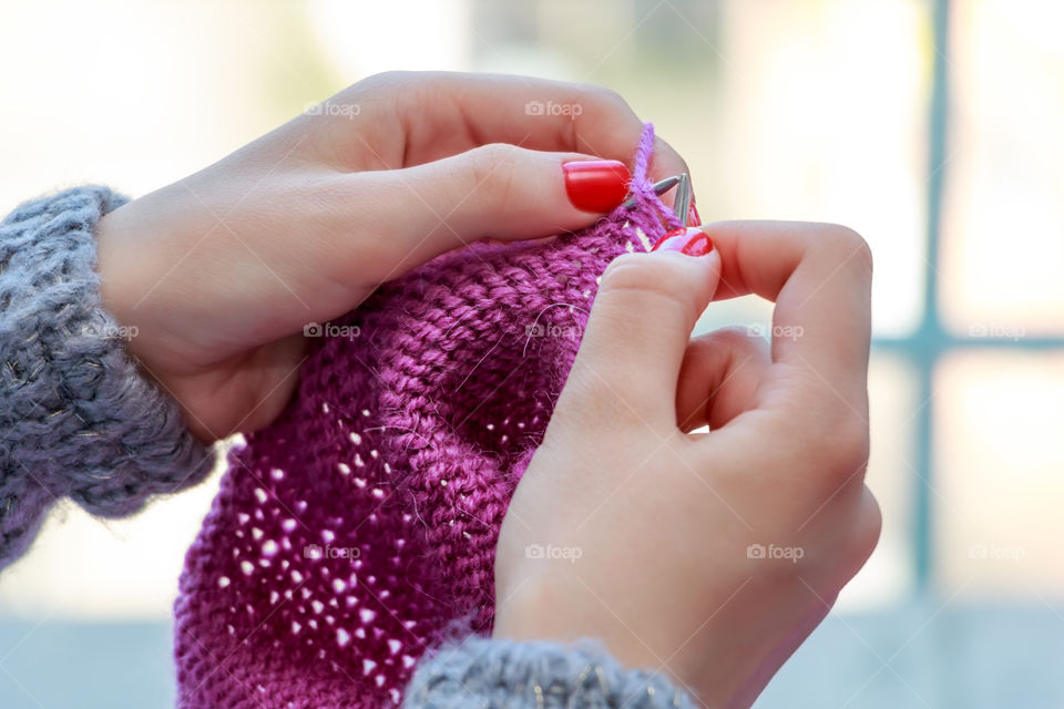 Women's hand knitting sweater