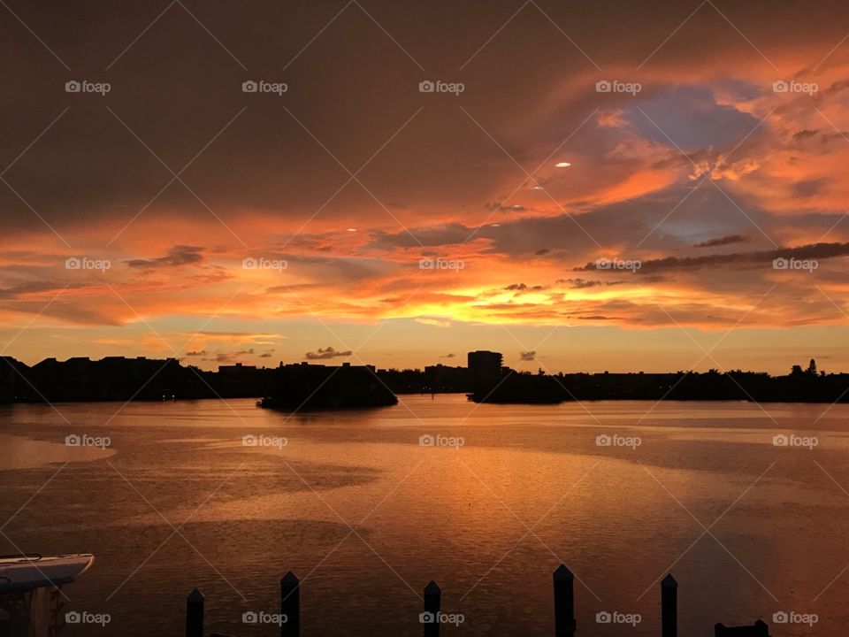 Sunset over water 