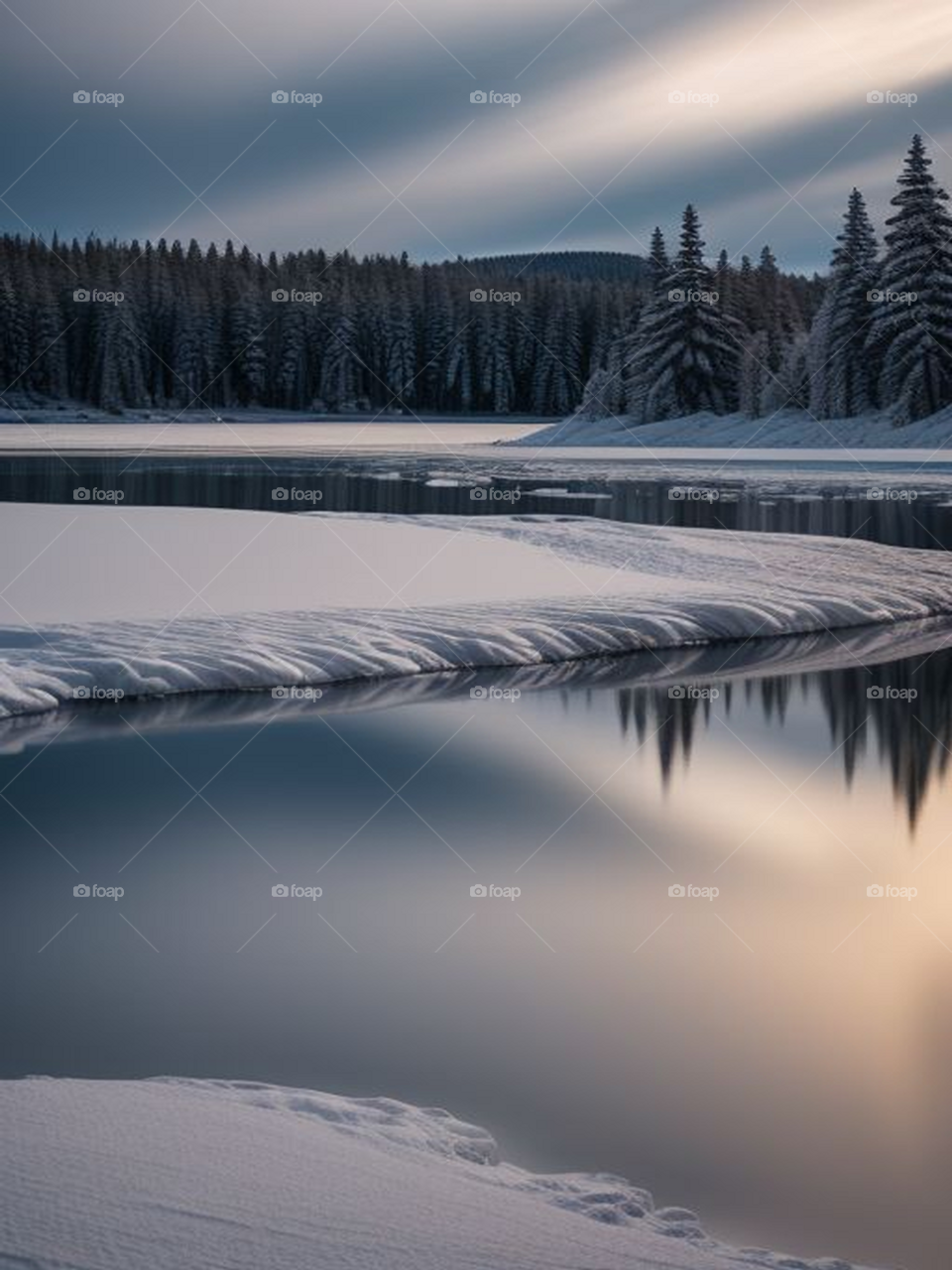Landscape of a frozen lake