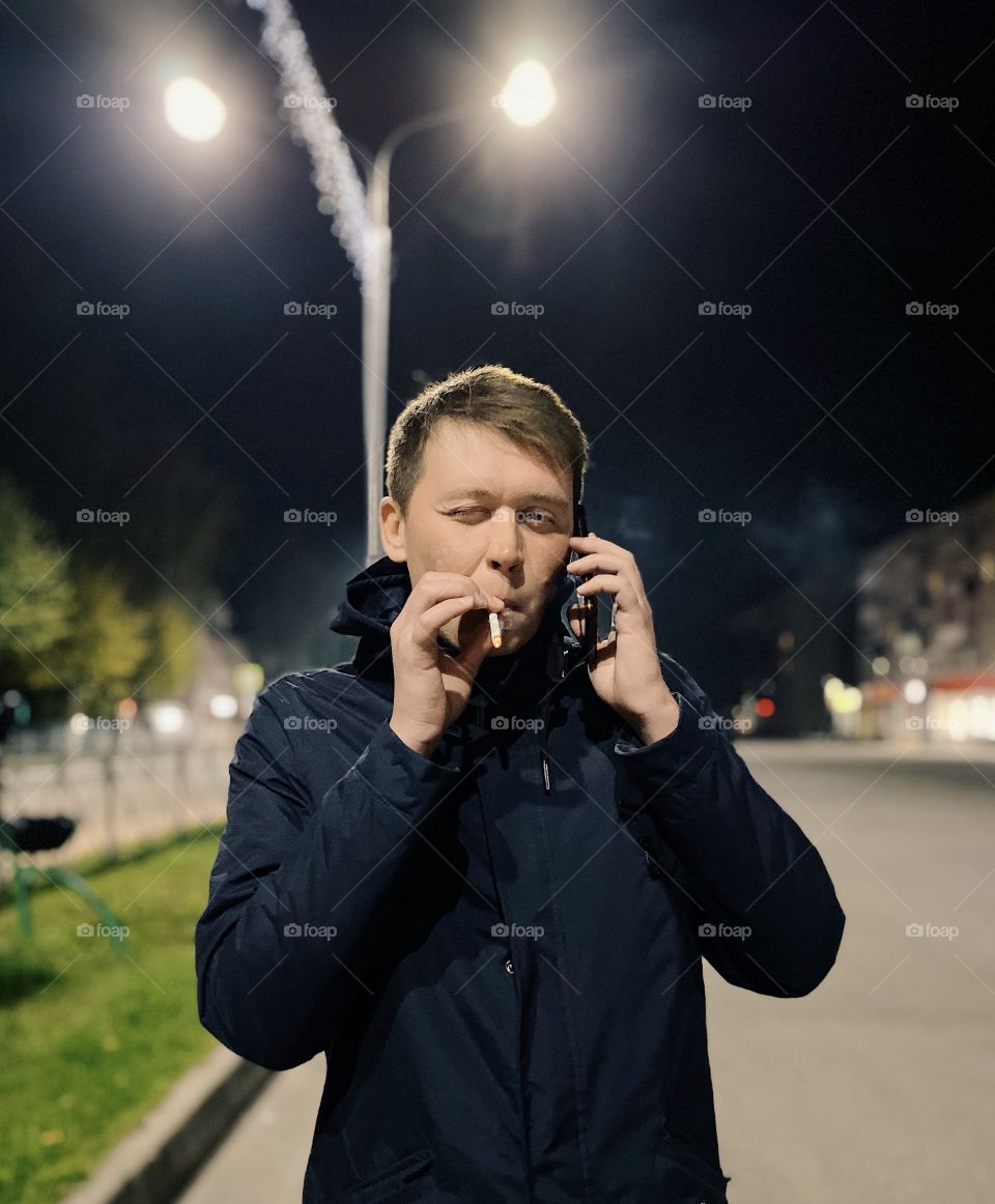 Smoking man portrait